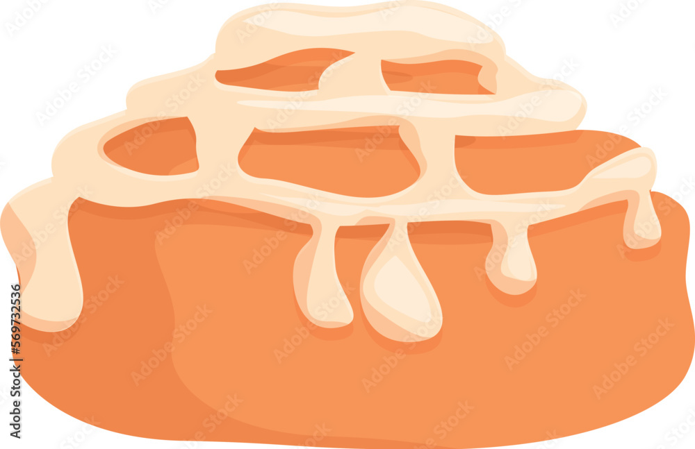 Sticky cinnamon roll bun icon cartoon vector. Food pastry. Cake menu