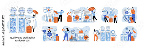 Quality and profitability at lower cost. Salary increase metaphor, profit margin. Earn on business inflation, investment, developing, coordinating sales. Management optimization of business processes