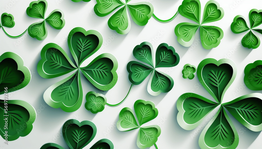 St. Patrick's Day Themed Background and Wallpaper Patterns, Images with Vivid Greens, Four Leaf Clovers, Lucky Fighting Irish, Celtic, Ireland, Swirls