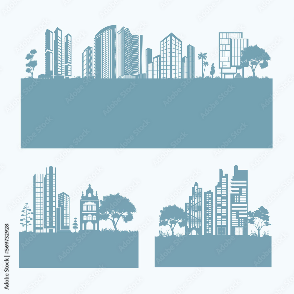 Naklejka premium city skyline vector