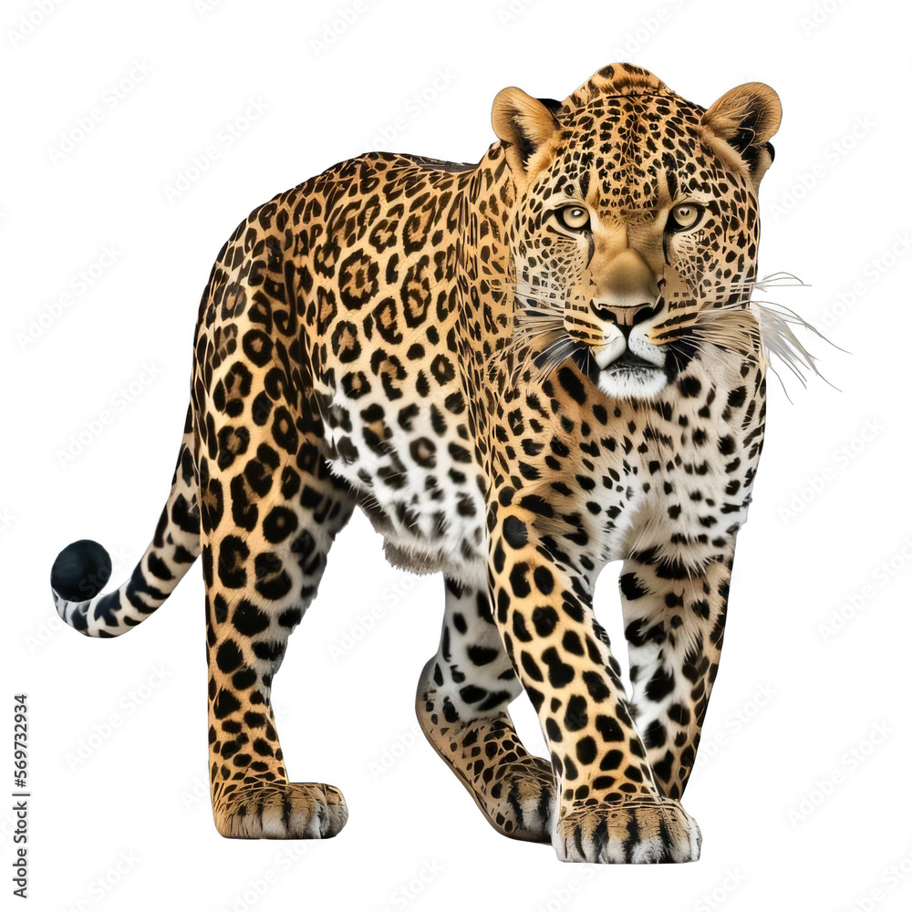 leopard on a transparent background png isolated Generative Ai - obrazy, fototapety, plakaty 