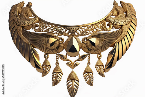 colar de ouro egipcio escaravelho dourado  photo