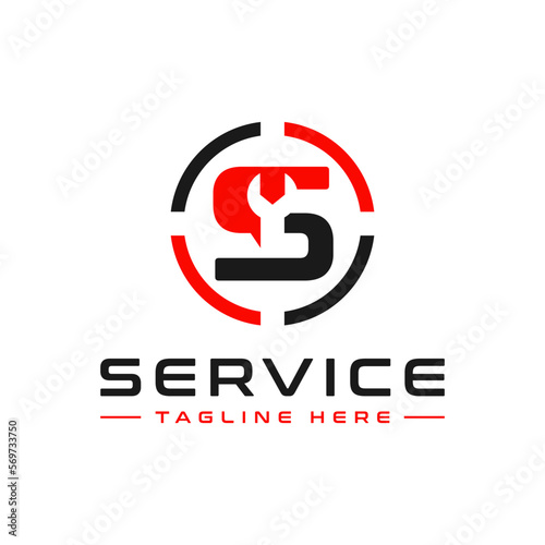 repair service illustration logo with letter S