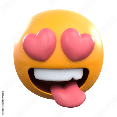 3d rendering LOVE EMOTICON valentine icon