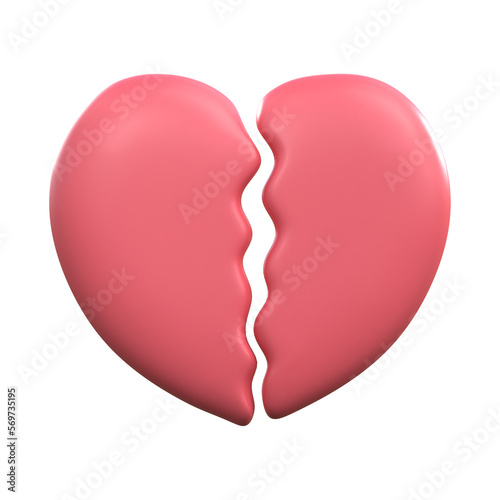 3d rendering HEART BREAK VALENTINE ICON
