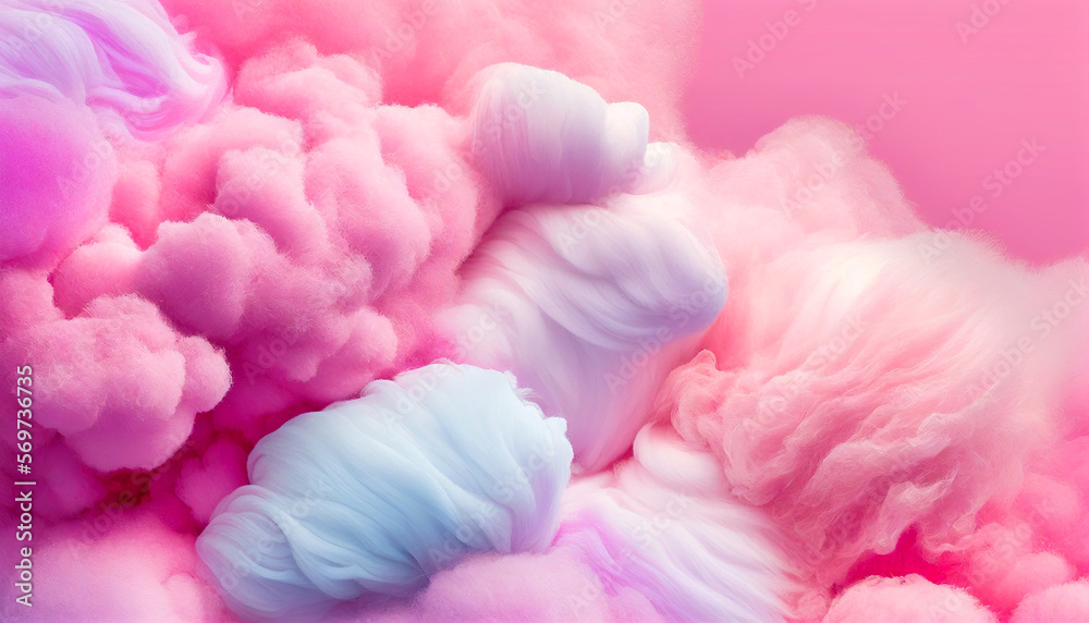 colorful pink fluffy cotton candy background. generative Ai Stock