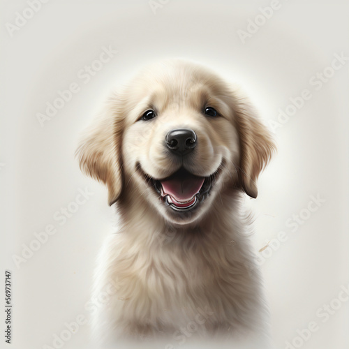 Cute happy dog sitting portrait white background © Stream Skins
