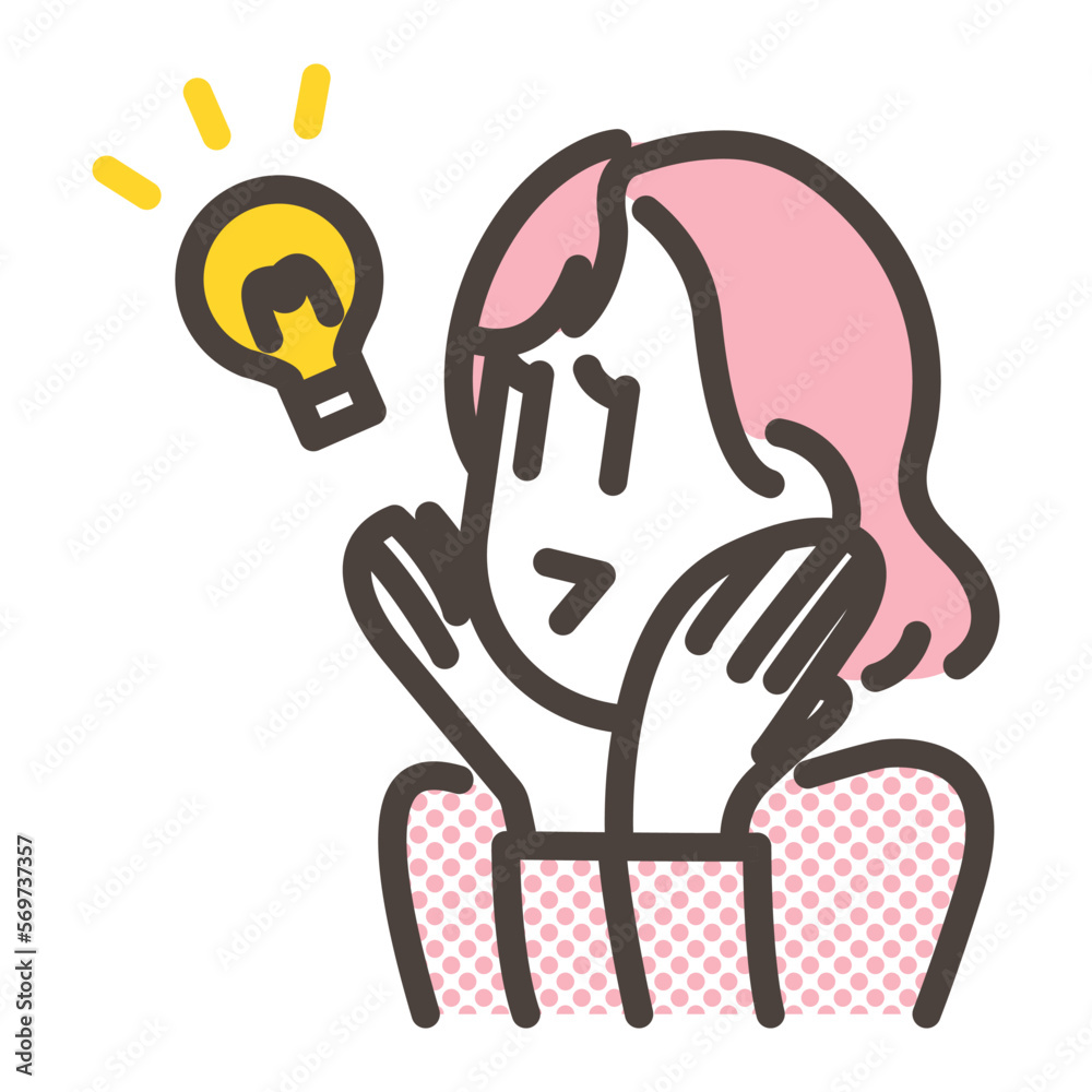 Fototapeta premium Young woman surprised, aware and inspired by something [Vector illustration of upper body ].