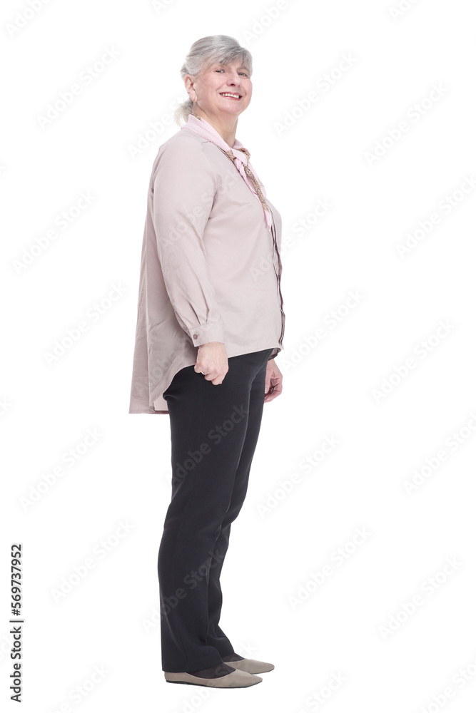 smiling old lady pointing at you. isolated on a white background. smiling old lady pointing at you. isolated on a white background.