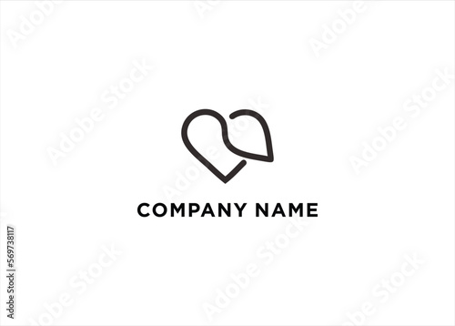 Creative love location logo with heart and map marker