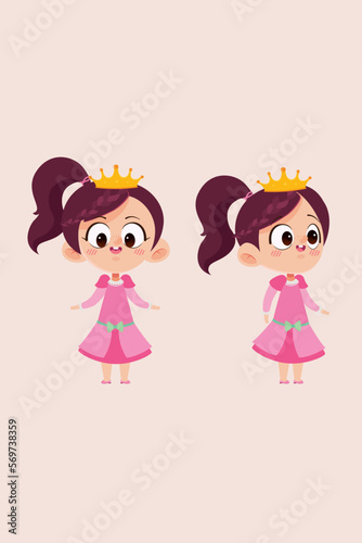 Ilustración infantil digital de princesa para fiestas o actividades infantiles.