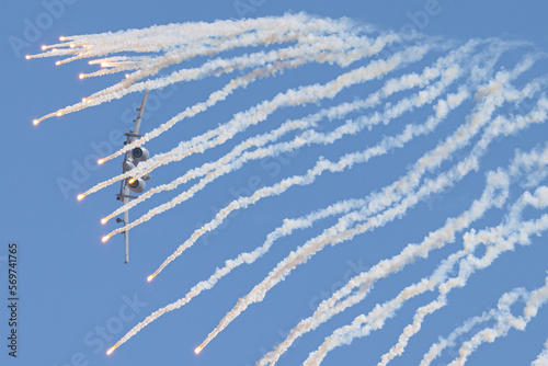 Very unusual view of a A-10 Thunderbolt II flying behind its flares