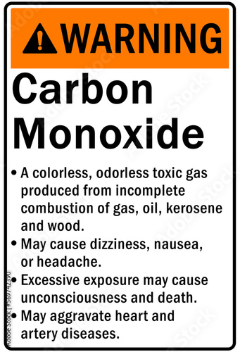 Carbon monoxide sign and labels