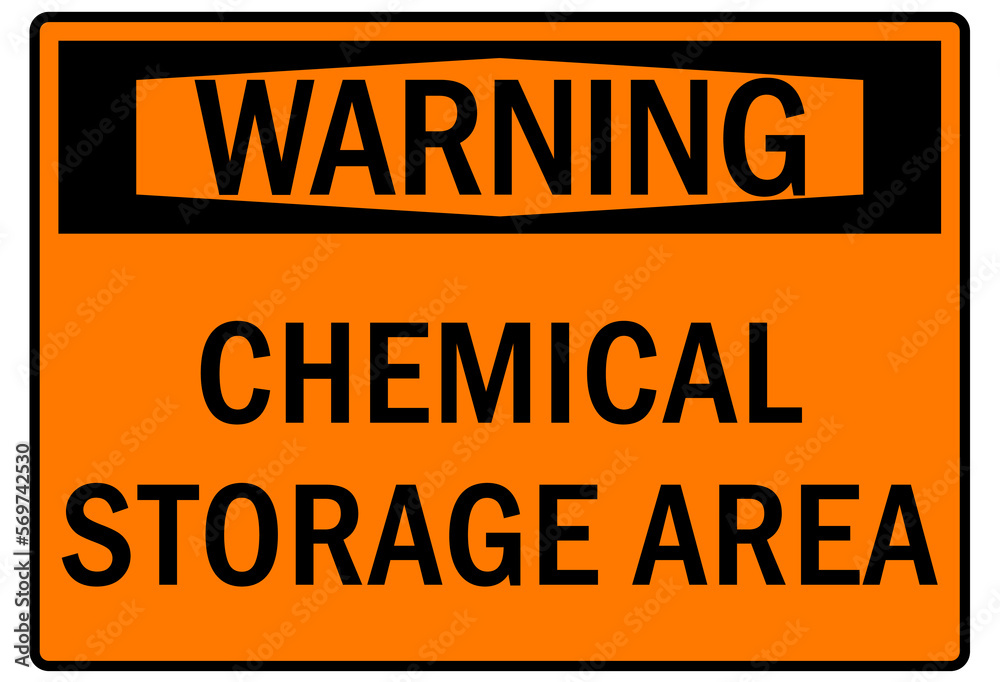 Fototapeta premium Chemical storage area sign and labels