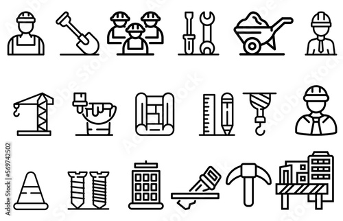 icons set Contractor workers and tools contractor work tools vector Illustration templet 