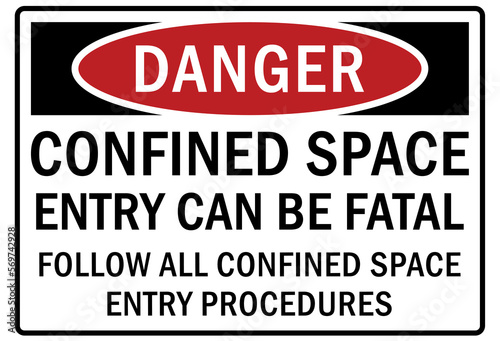 Confined space sign and labels entry can be fatal follow all confined space entry procedures