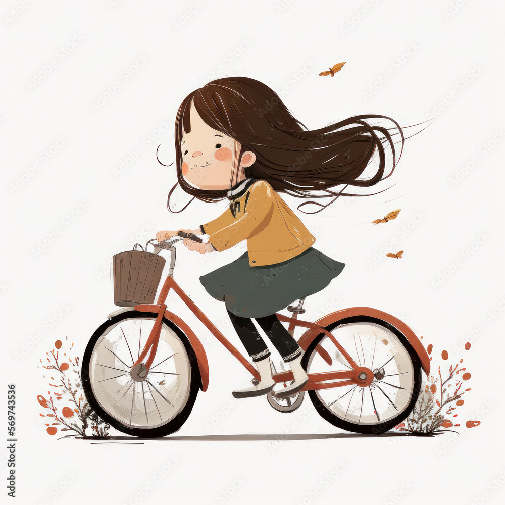 Cute Schoolgirl on a bicycle (AI Generated)