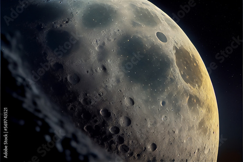 The moon seen from space with a black background, gerenative AI