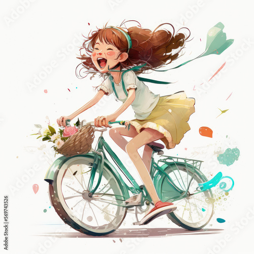 Cute Schoolgirl on a bicycle (AI Generated)