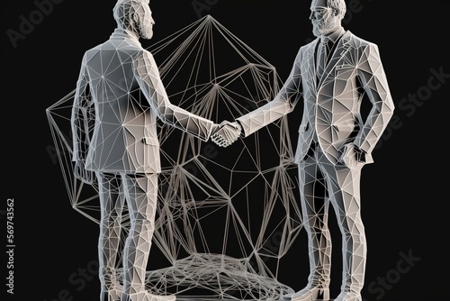 Unlock Financial Success with a Strong Business Handshake: Invest in the Stock Market for Prosperity and Growth - Low Poly
