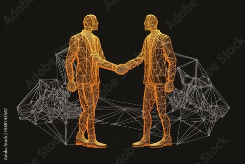 Unlock Financial Success with a Strong Business Handshake: Invest in the Stock Market for Prosperity and Growth - Low Poly