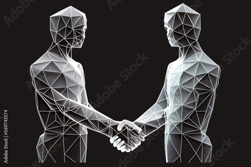 Unlock Financial Success with a Strong Business Handshake: Invest in the Stock Market for Prosperity and Growth - Low Poly