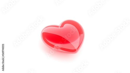 red glass 3d heart with highlights on a white background (ID: 569744313)