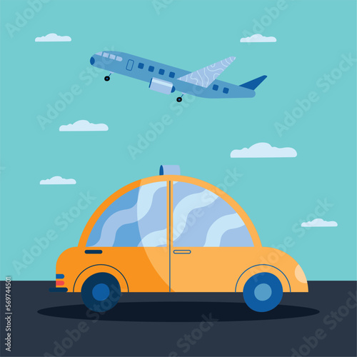 airplane flying and taxi