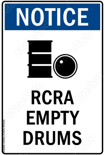 Drum storage sign and labels rcra empty drum