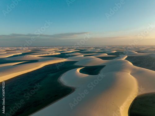 aerial photo with drone of Lençóis Maranhenses in Santo Amaro in Brazil