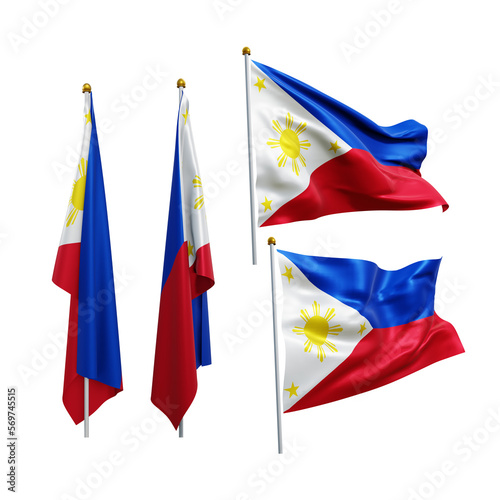 3d rendering Philippines southeast asia flag fluttering and no fluttering