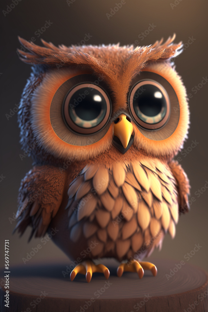 Cute Owl. Generative AI Cute Owl. Generative AI