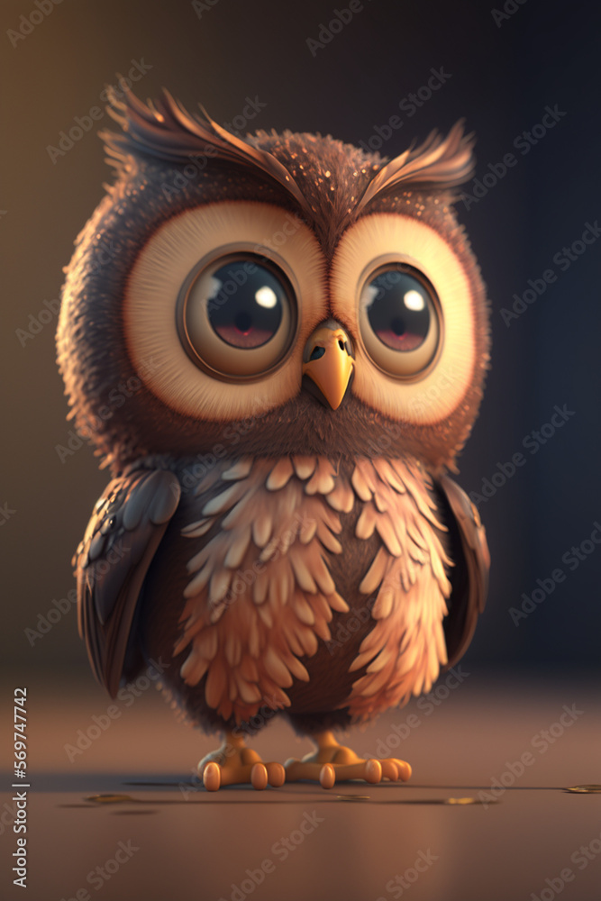 Naklejka premium Cute Owl. Generative AI