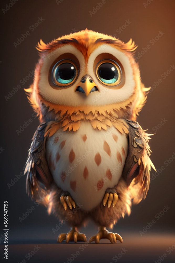 Naklejka premium Cute Owl. Generative AI