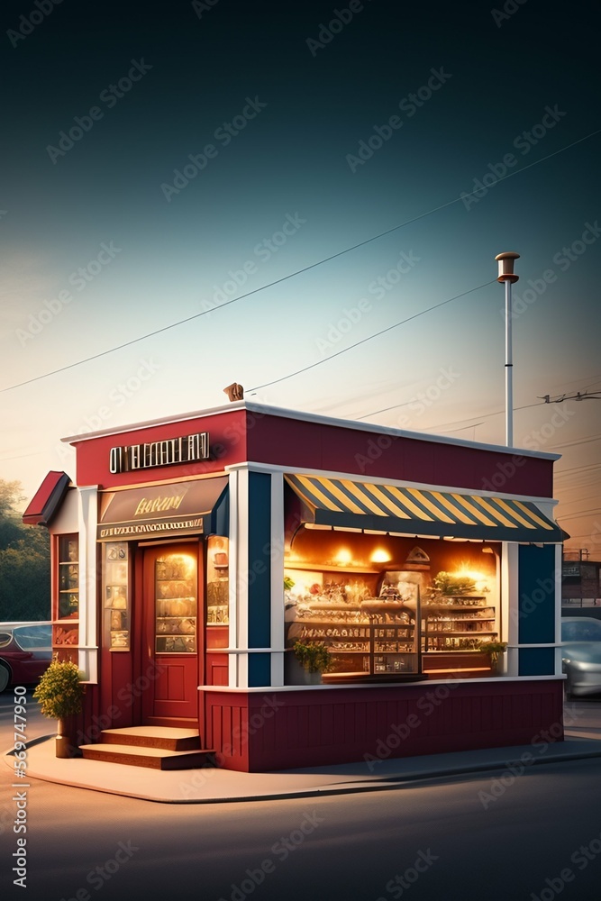 Advertisement for a coffee shop post a real scene design 4k