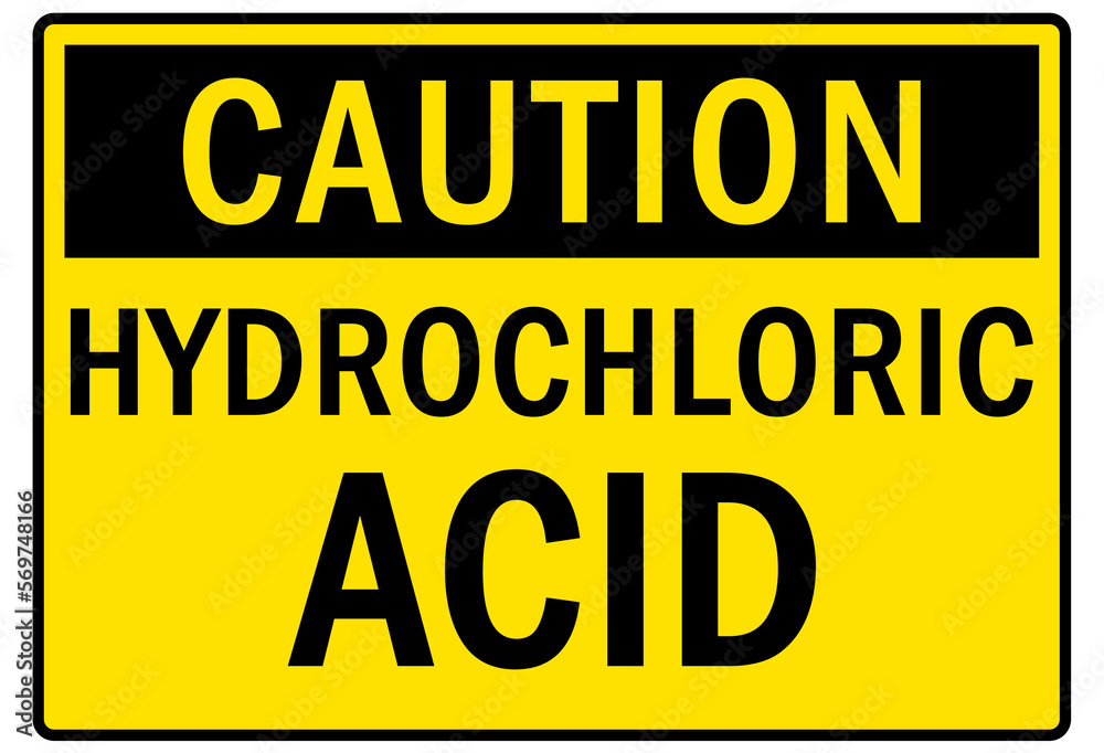 Hydrochloric acid sign and labels