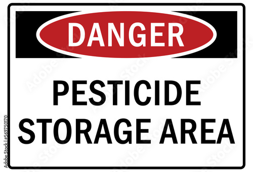 Pesticide storage area sign and labels