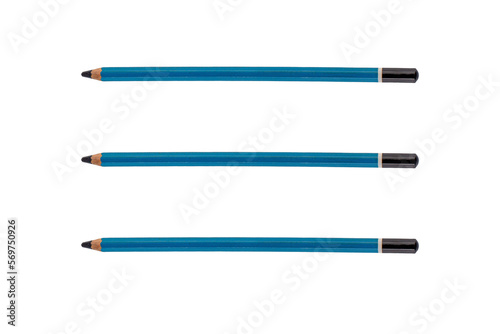 Three pencil isolated on transparent background
