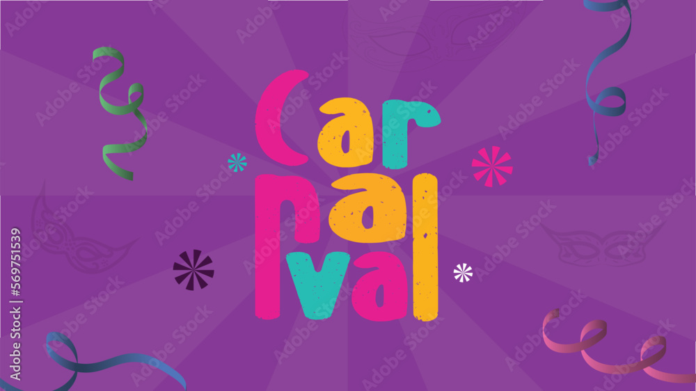 Carnaval. Carnaval Title With Colorful Party Elements. Popular Event in Brazil. Brazilian fest