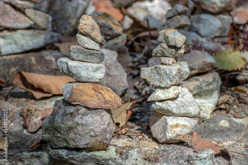 Prayer stone stack pyramid symbolizing zen, harmony and balance © ENJOY Photography