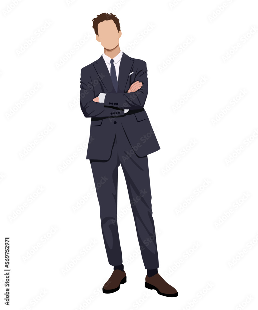 A man in a business suit on a white background. Vector illustration in flat style A man in a business suit on a white background. Vector illustration in flat style