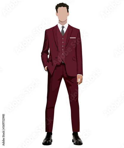 A man in a business suit on a white background. Vector illustration in flat style
