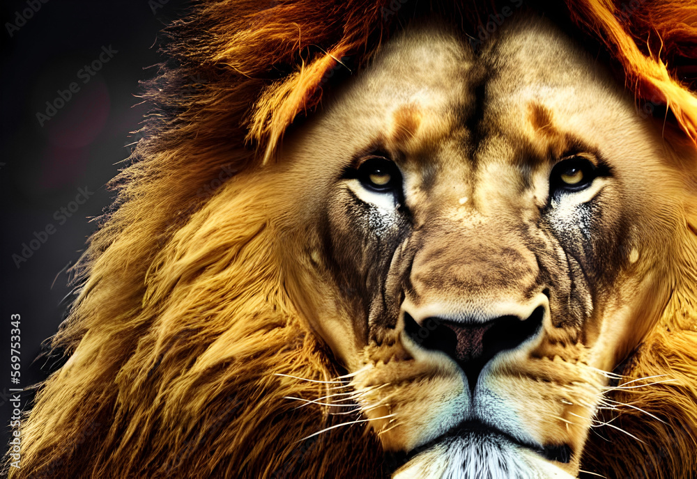 Naklejka premium Lion king portrait animal , Wildlife , generative ai 