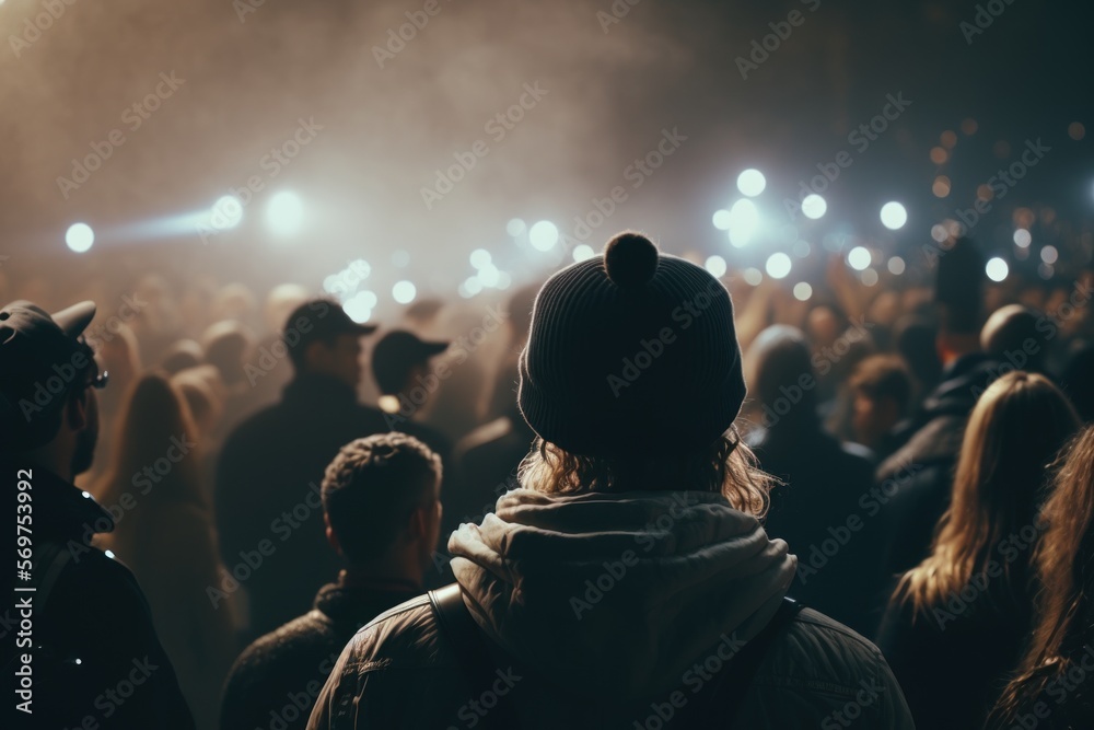 SHOW AUDIENCE, WATCHING CROWD, YOUNG FANS MUSIC FESTIVAL, GENERATIVE BY AI