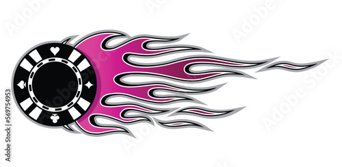 Casino poker chips icon vector art graphic Poker chip with tribal flame vinyl car sticker motorcycle and truck decal.