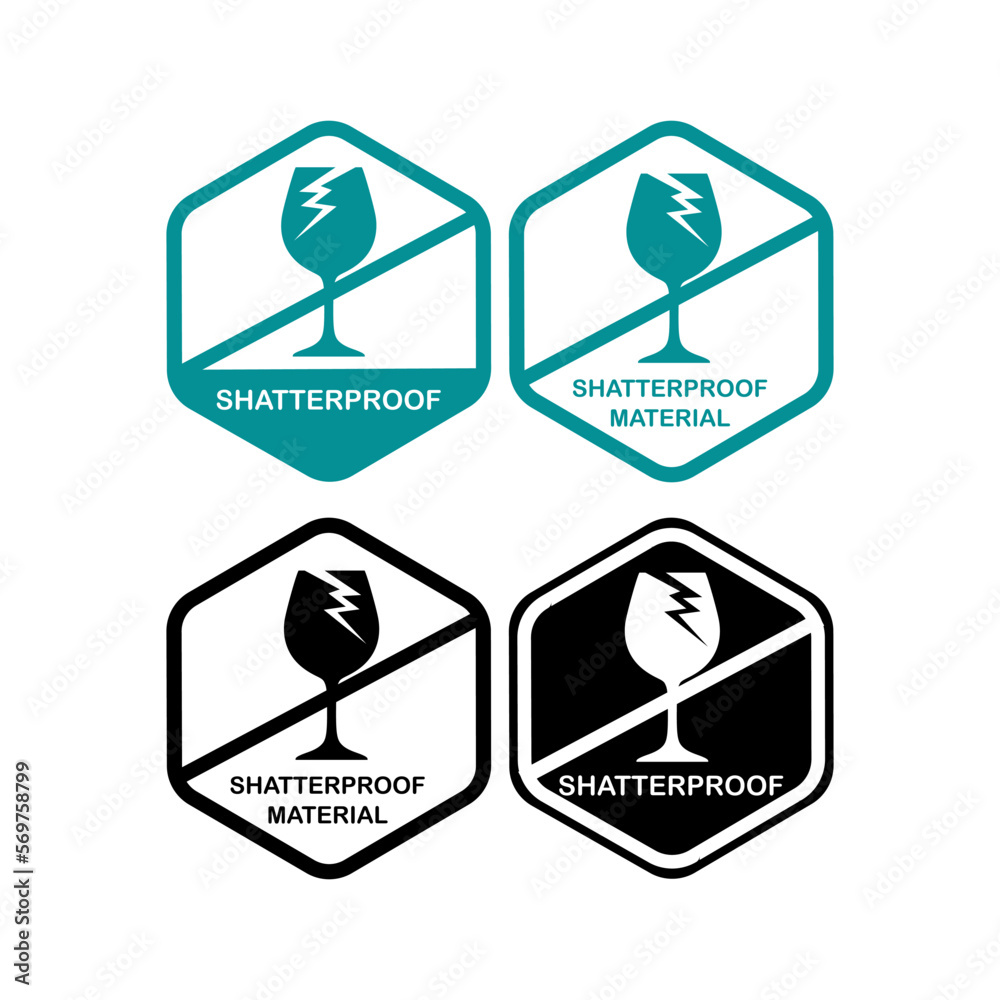 Shatterproof with glass logo vector design. Suitable for product label