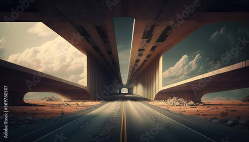 Liminal highway bridges -AI Generated