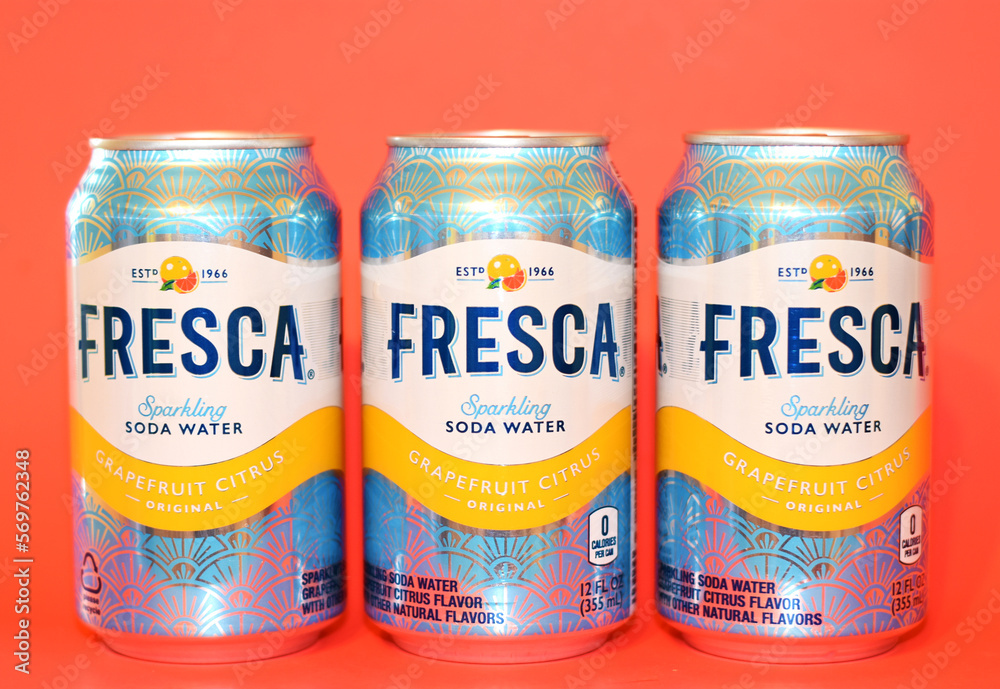 Fresca Grapefruit Citrus Soda Cans Stock Photo Adobe Stock