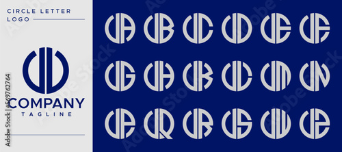 Modern line round circle initial letter V VV logo design set