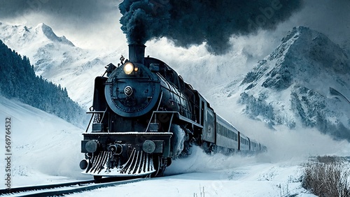 Steam Train in Snow